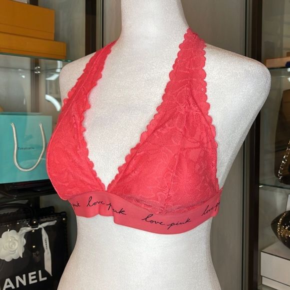 PINK VICTORIA’S SECRET Lace Halter Bralette in Pink - Picture 2 of 4
